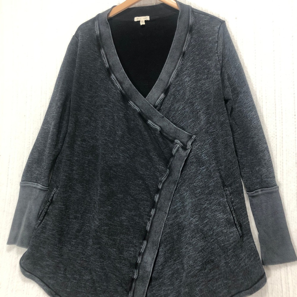 Silence Noise Gray Open Front Cardigan Long Sleeve Pockets‎ Casual